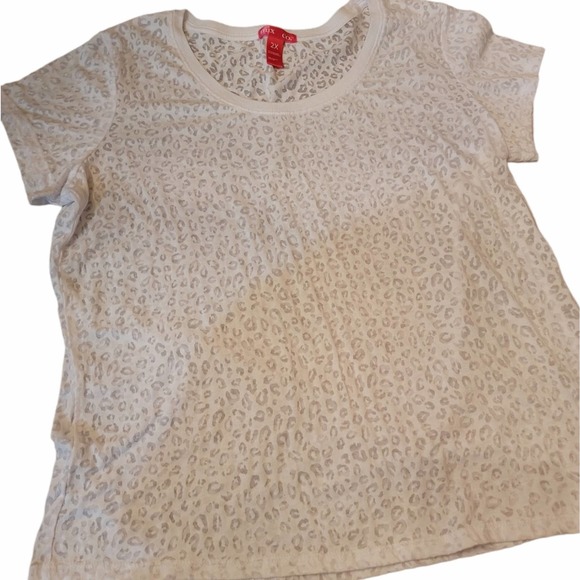 Mix & Co White Sheer Regency Core Burnout Short Sleeve Top - Picture 1 of 3